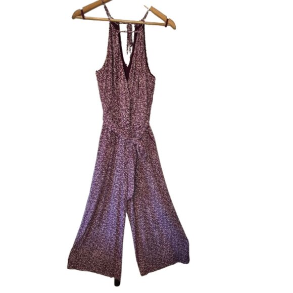 Maeve Anthropologie Clermont Purple and White Floral Jumpsuit Size Small - Picture 2 of 11